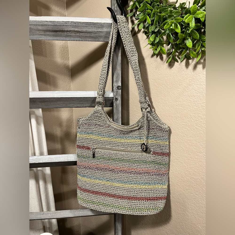THE SAK VOYAGER BELLE STRIPED CROCHET SHOULDER BAG